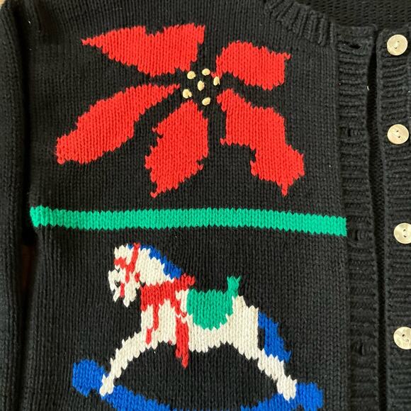 Vintage Christmas Cardigan Sweater Cotton Large - Picture 5 of 6